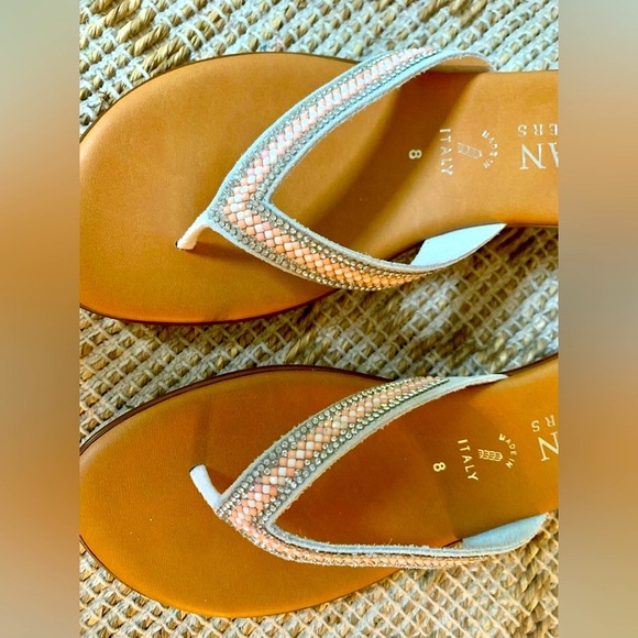 Italian Shoemakers Tan and Peach Wedge Sandals - Picture 9 of 14